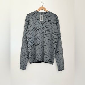 BRAND NEW BALENCIAGA INTARSIA KNIT SWEATER WITH LOGO